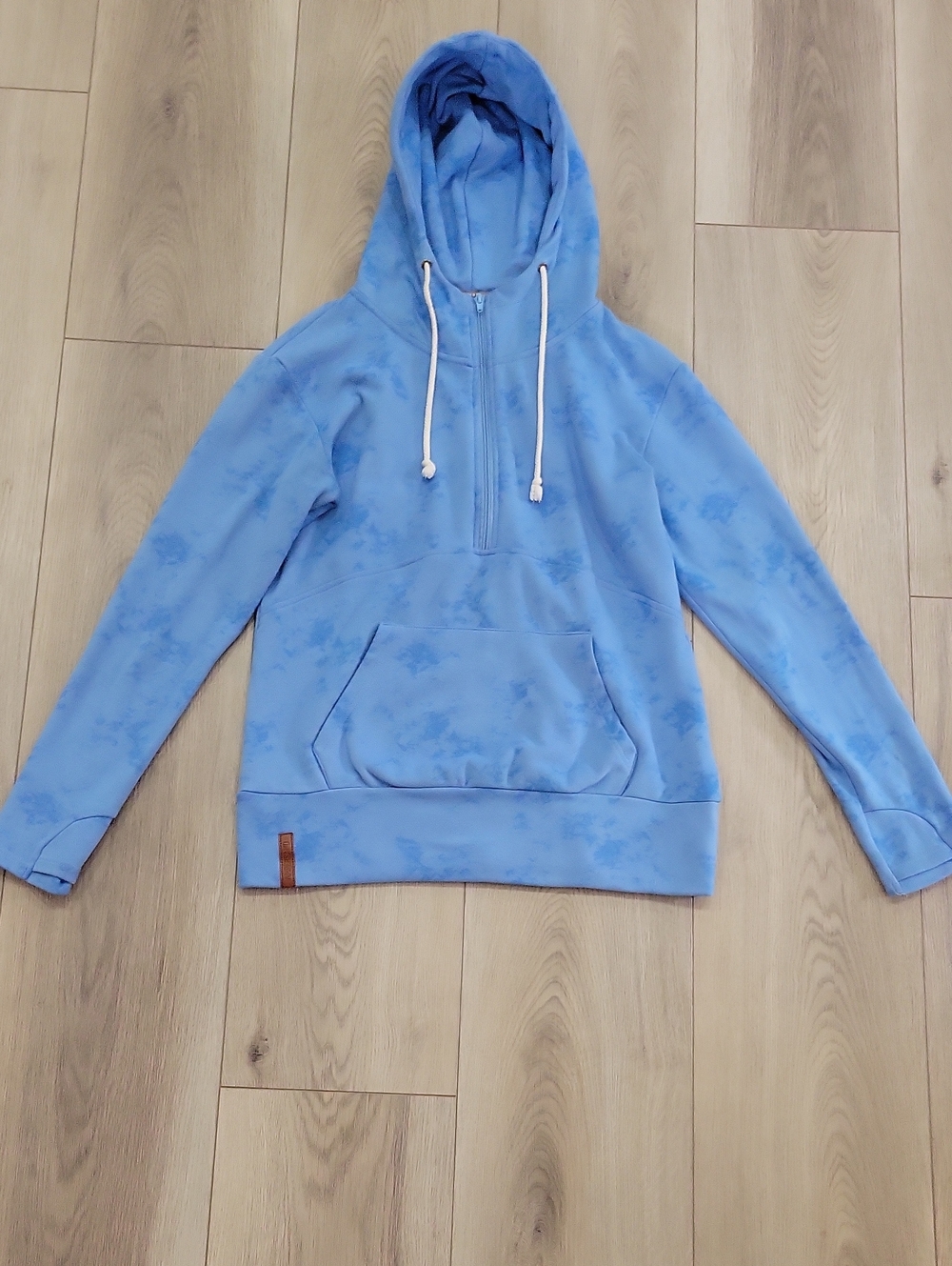 AMPERSAND AVE Light Blue Tie-Dye Half-Zip Hoodie